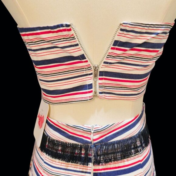 L’Atiste Striped Fringe Skirt Set w/ Bandeau Top & Back Slit – NWT – Size S - Picture 4 of 16